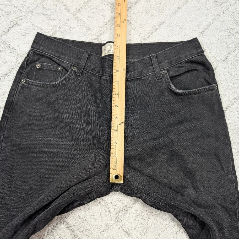 Free People Jeans Womens 27 Black Maggie Mid Rise Straight Distressed Denim